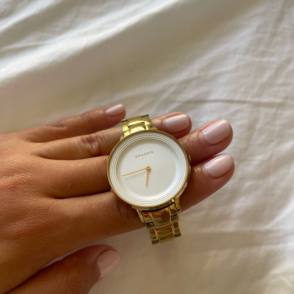 Skagen Gold Watch with White Dial